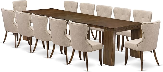 X12SI-008-04 - 13 Pieces Kitchen Dining Table Set includes an Extendable - Image 2
