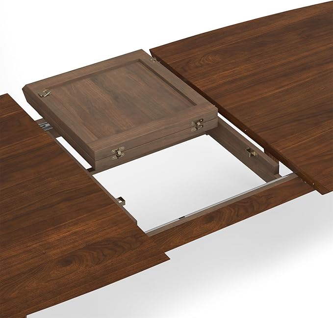 SIMPLIHOME Draper Extendable Dining Table, Solid Wood Walnut Veneer in Walnut - Image 10