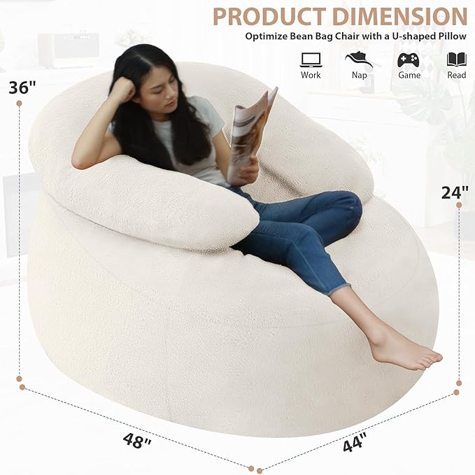 HABUTWAY Bean Bag Chair with U-Shaped Pillow - Image 2