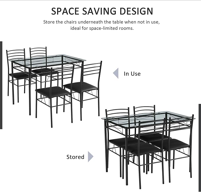 VECELO Kitchen Dining Table and Chairs Set - Image 3