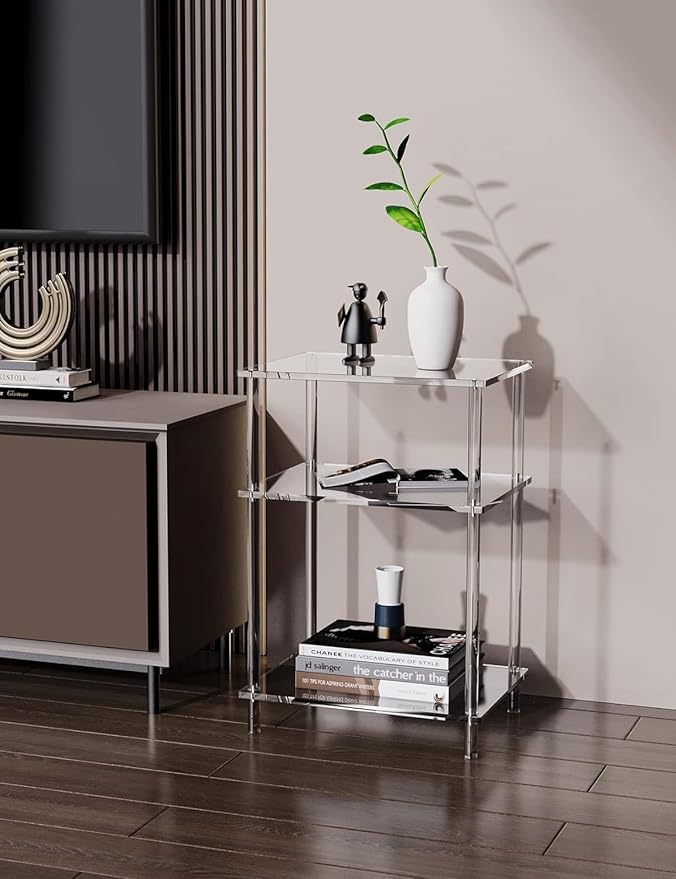 Acrylic Side Table Clear 3-Tier End Table - Image 6