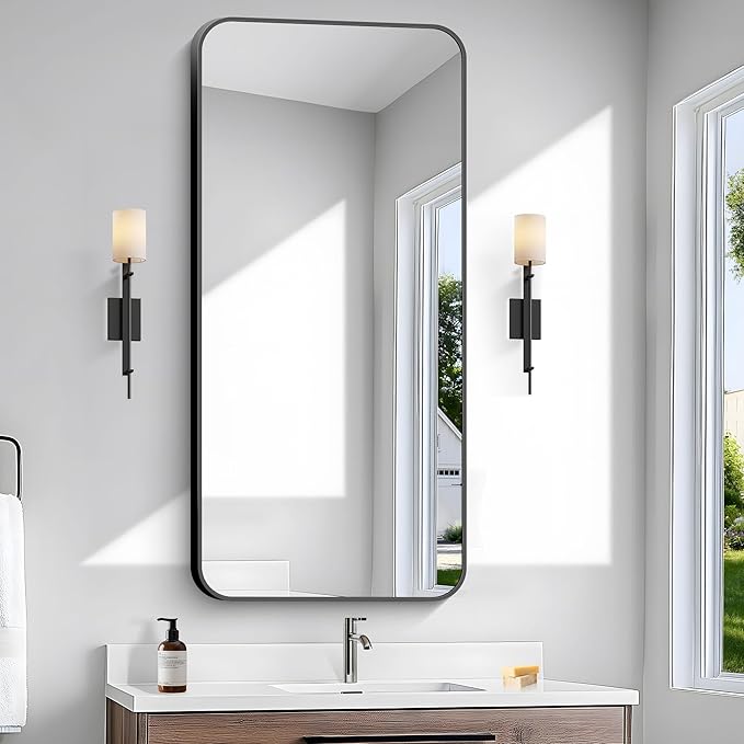 BONEWEI 24x48 inch Bathroom Mirror, Wall Mounted Bathroom Frame Vanity Mirror - Image 2