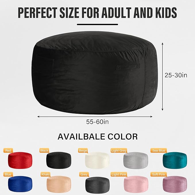 HABUTWAY Bean Bag Chair: Giant 6' Memory Foam Furniture Bean Bag Chair - 6Ft - Image 3