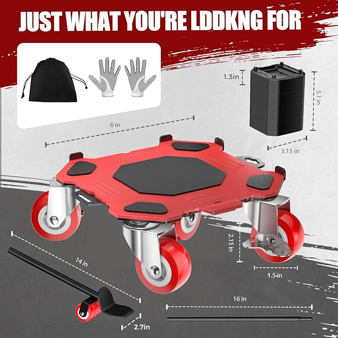 Upgraded Furniture Dolly Movers 5 Wheel Heavy Duty 3000LBS Capacity Carbon - Image 2