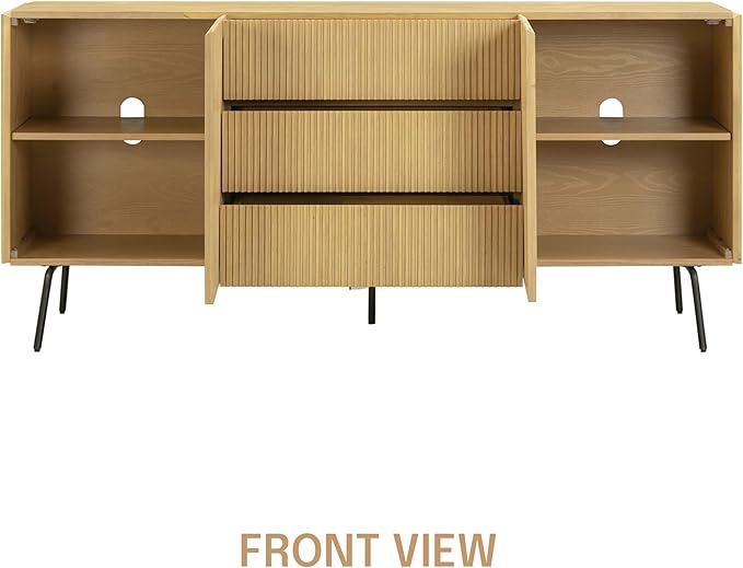 NTC Veil Modern Sideboard with 4 Doors, Buffet Cabinet with Vertical Groove - Image 4