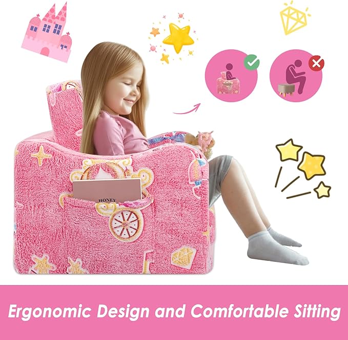 Kids Couch Extra Large, Glow in The Dark 2-in-1 Folding Kids Sofa Bed - Image 7