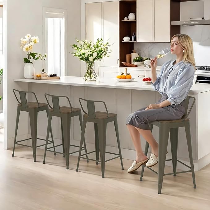 30 Inch Swivel Bar Stools Set of 4, Counter Height Bar Stools - Image 8