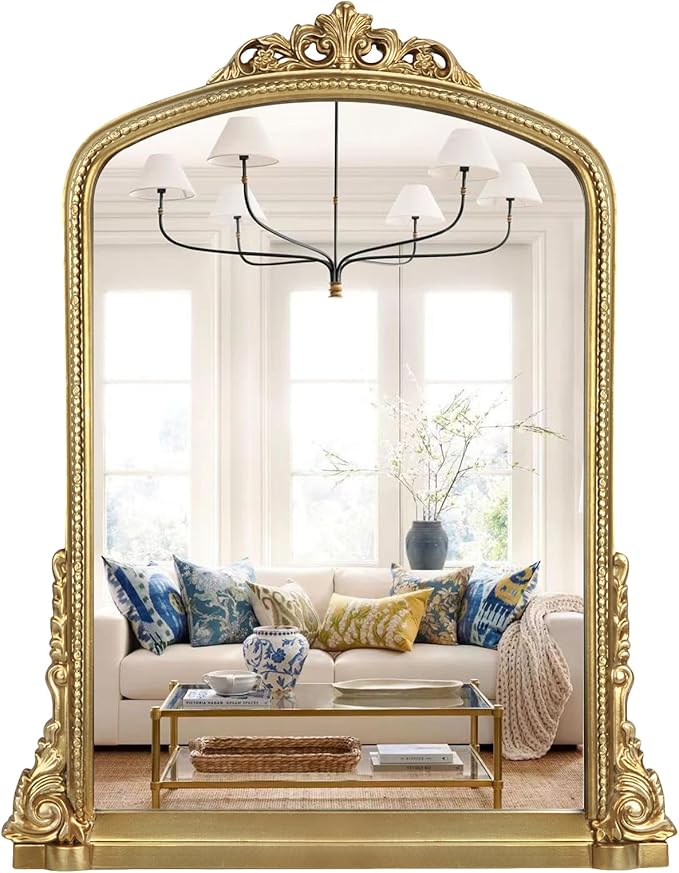 Traditional Ornate Arch Wall Mirror Vintage Fireplace Mirror Mantel Decor by Decor+Trends