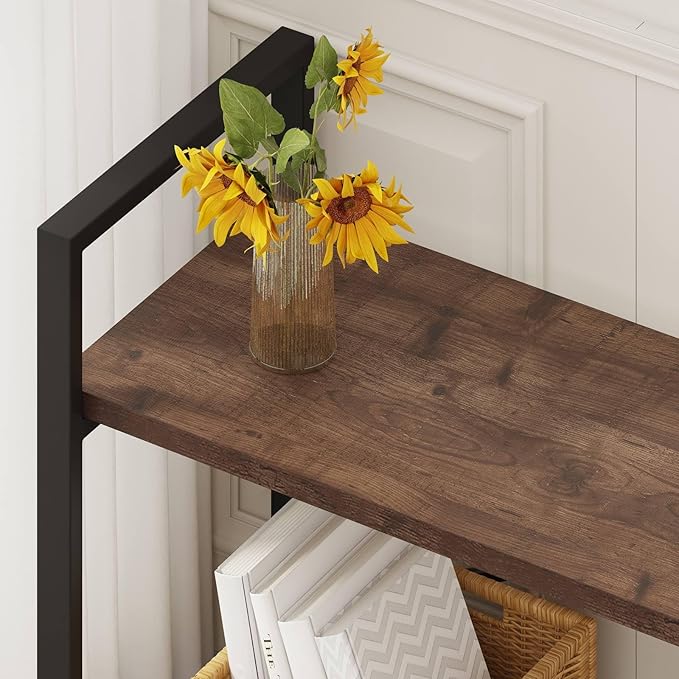 BON AUGURE 3 Tier Industrial Bookshelf, Office Small Open Book Shelf - Image 4