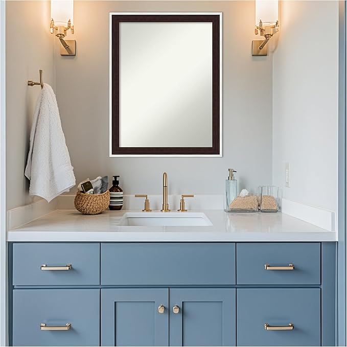 Amanti Art Bathroom Mirror for Over Sink, 27x21 Maya Espresso Silver Rectangle - Image 6