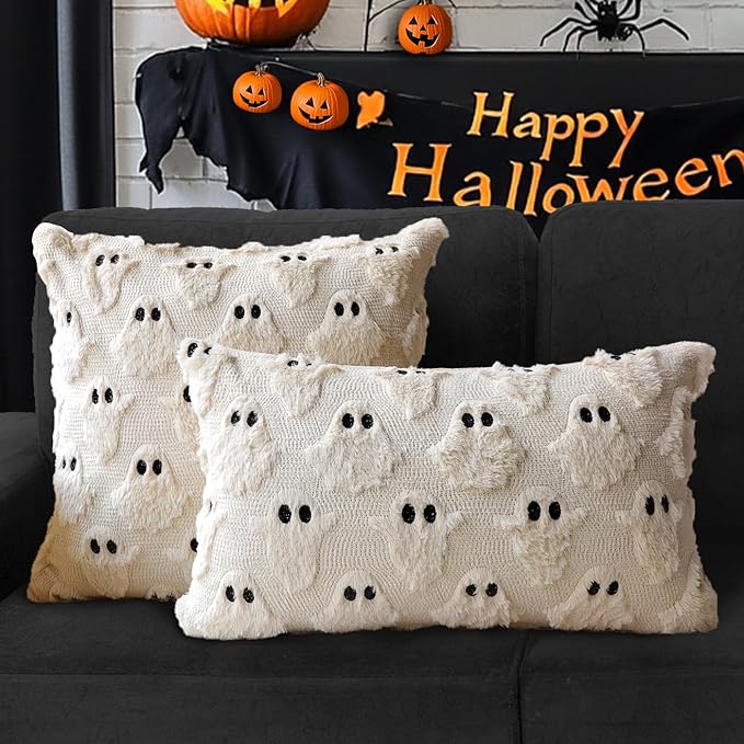 4TH Emotion Halloween Ghost Decorative Lumbar Pillow Covers 12x20 Set of 2 - Image 4