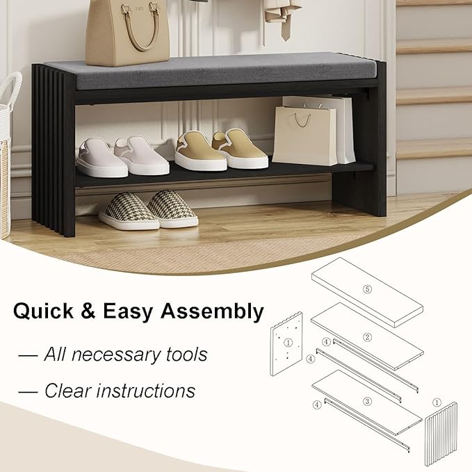 BON AUGURE Storage Bench, Entryway Bench - Image 6