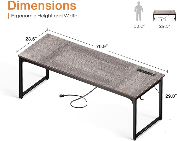 Coleshome 71 x 24 Inch Computer Desk - Image 3