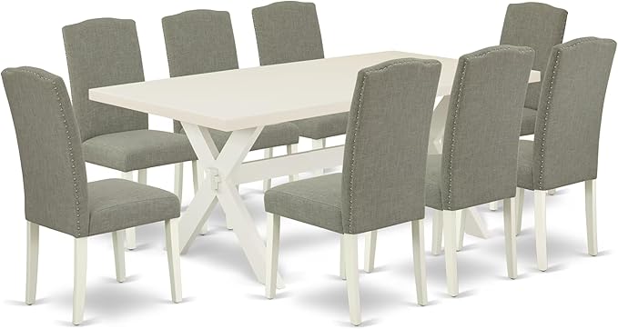 East West Furniture X027EN206-9 9 Piece Dining Table Set Includes a Rectangle by EastWestFurniture