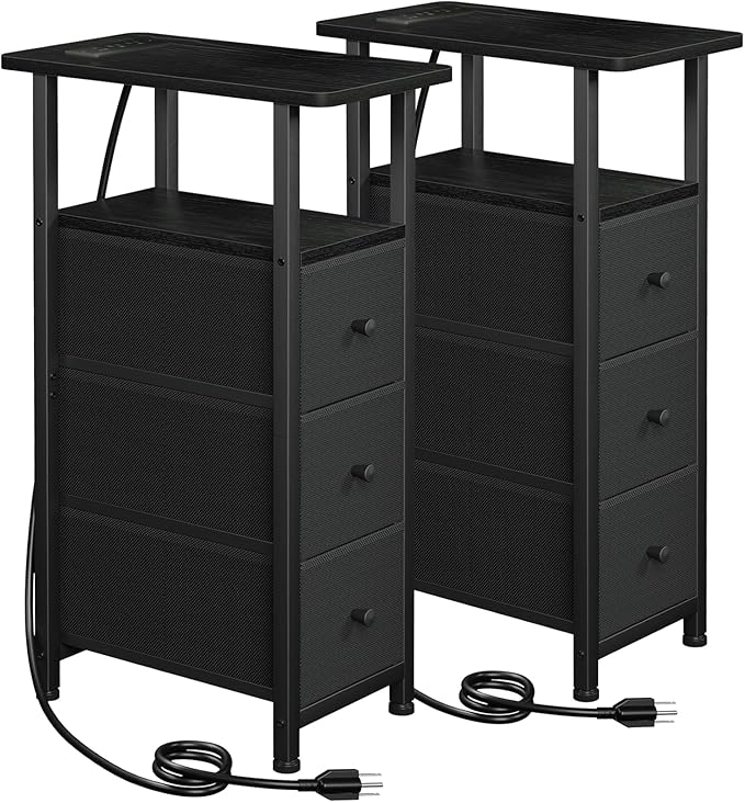 Narrow End Tables Living Room Set of 2 by LOAKEKEL