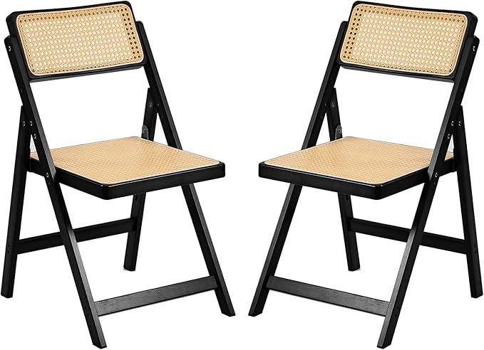 Tiita Rattan Dining Chairs Set of 2, Mid Century Modern Folding Chair, Bamboo by TiitaHome