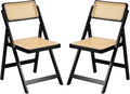 Tiita Rattan Dining Chairs Set of 2, Mid Century Modern Folding Chair, Bamboo by TiitaHome