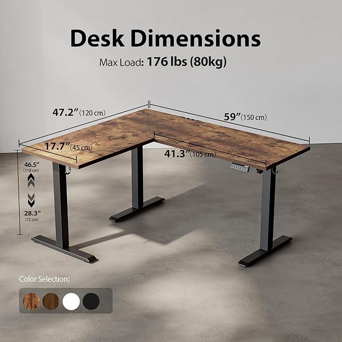 Agilestic 59 Inch L Shaped Standing Desk Adjustable Height, Electric Corner - Image 3