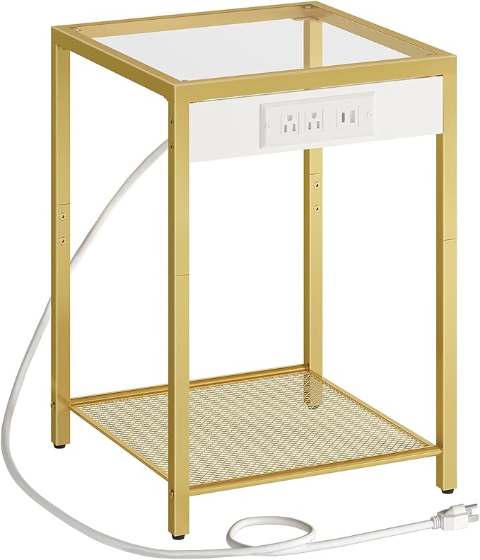 HOOBRO Side Table with Charging Station, End Table with USB Port, Nightstand by HOOBRO