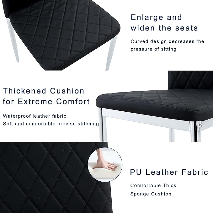 JT Modern Minimalist Dining Chair Fireproof Leather Sprayed Metal Pipe Diamond - Image 4