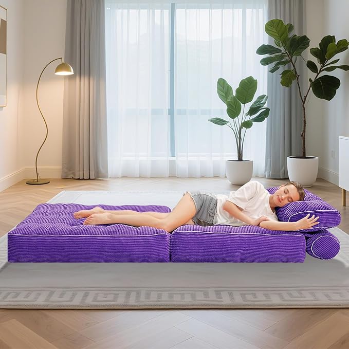 HABUTWAY Folding Sofa Bed, Convertible Sleeper Chair Bed w/Dual-Pillow & Handle - Image 5