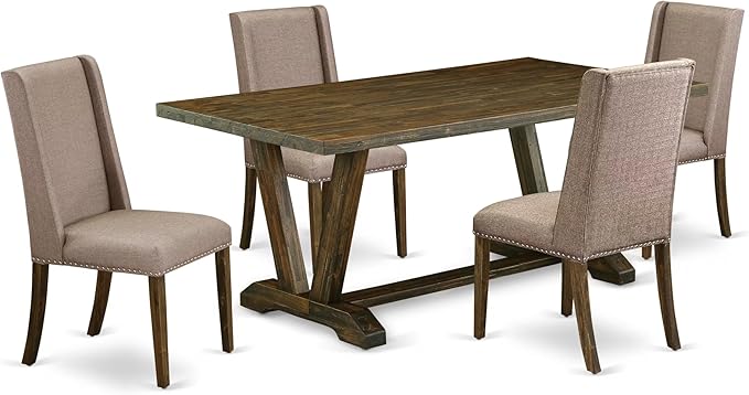 East West Furniture V777FL716-5 5 Piece Dining Table Set by EastWestFurniture