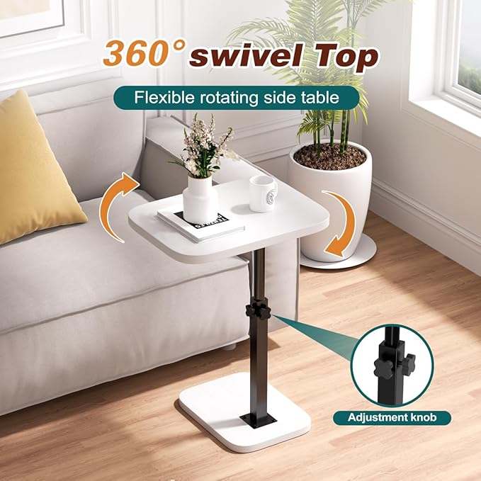 Adjustable Side Table TV Tray, C Shaped End Table, Small Bedside Table - Image 4