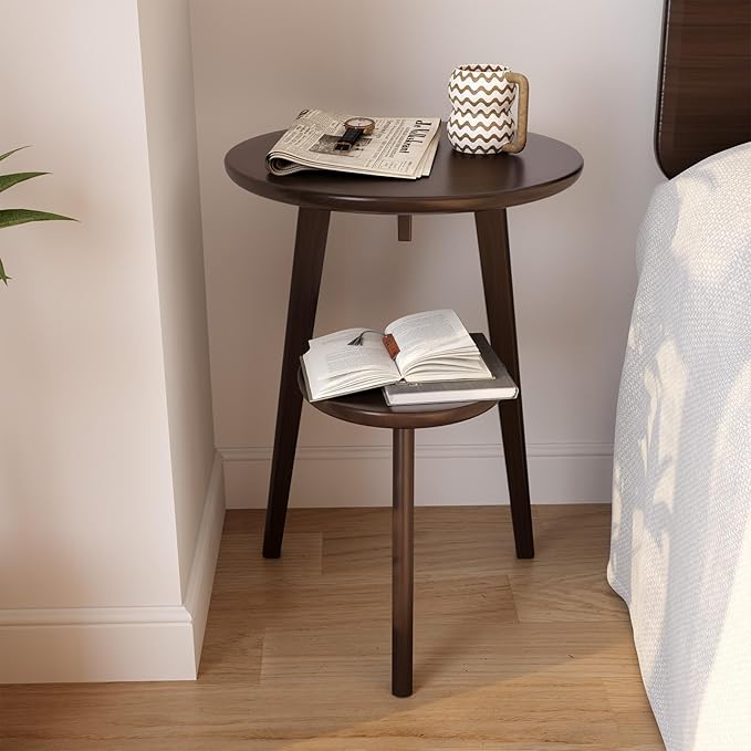 Small End Table Round End Table, Solid Wood Round Side Table - Image 2