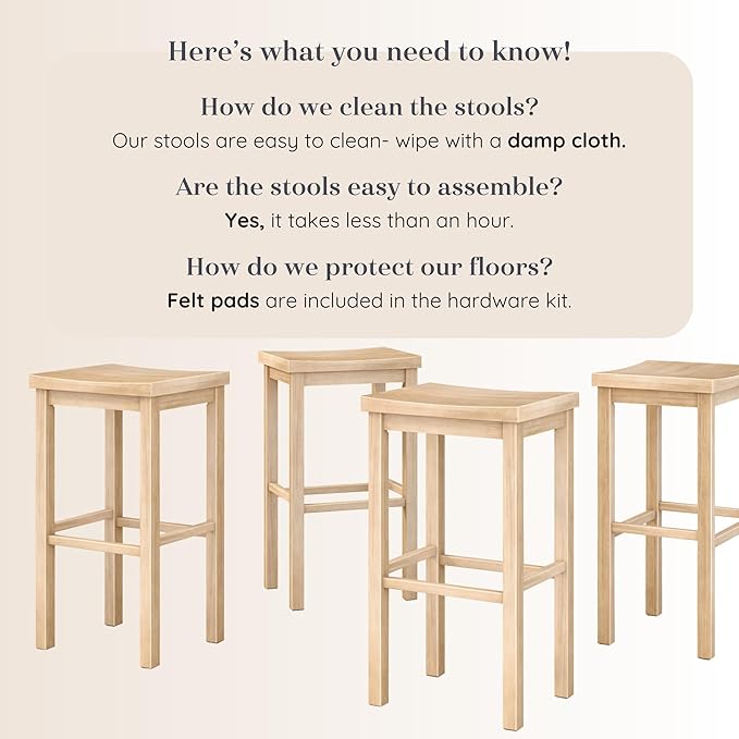 Grain & Grove Smith Collection Set of 4 Solid Wood Bar Stools, 30 inch - Image 5