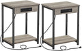 TUTOTAK Small Night Stand with Charging Station, End Table Set of 2, Side Table by WelcometotheTUTOTAKHome