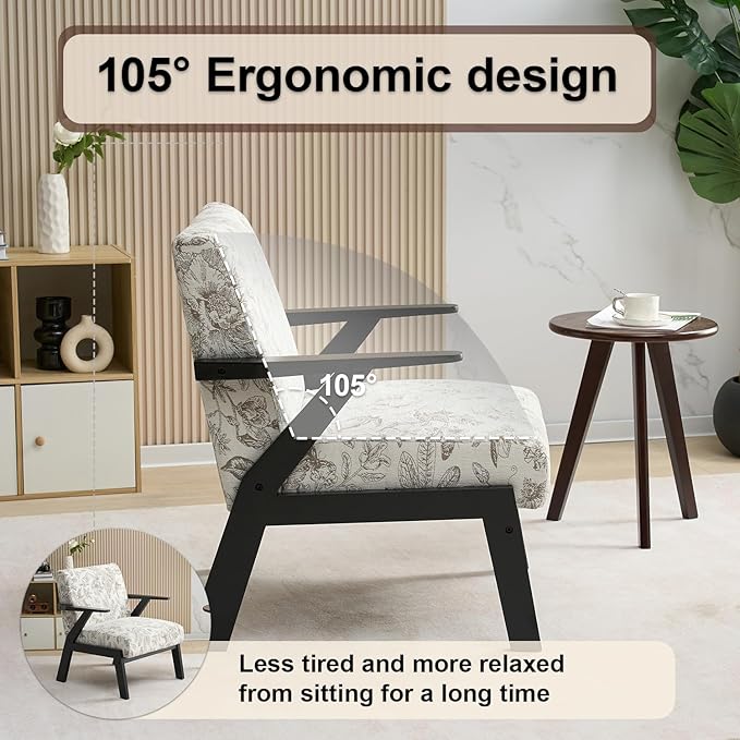 GDFStudio Aogex Accent Chair, Upholstered Club Chair, Printed Design Armchair - Image 3