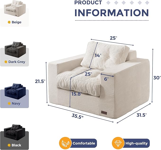MAXYOYO Living Room Chair for Adults, Upholstered Floor Sofa - Image 2