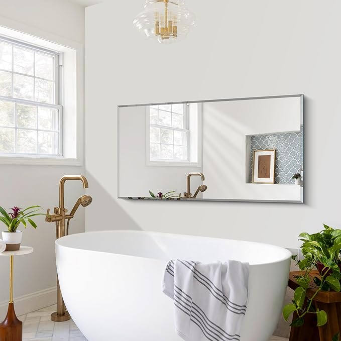 24x48 Large Beveled Mirror, Frameless Beveled Bathroom Mirrors - Image 6