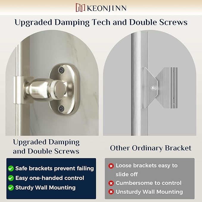 Keonjinn Brushed Nickel Pivot Mirror Bathroom, 20x30 in Tilt Mirror Bathrooms - Image 3