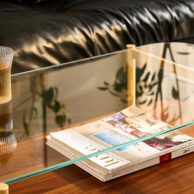 AGV LIGHTING Tadio Glass Coffee Table, Mid-Century Modern Coffee Table - Image 7