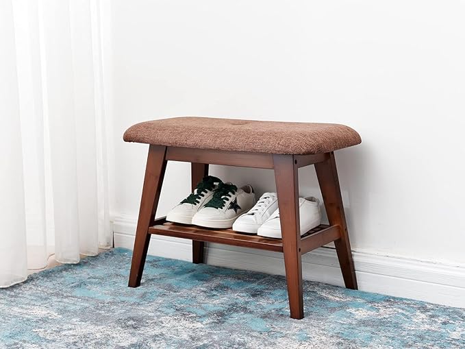Shoe Entryway Bench, Bamboo Shoe Rack Bench, Organizer - Image 2