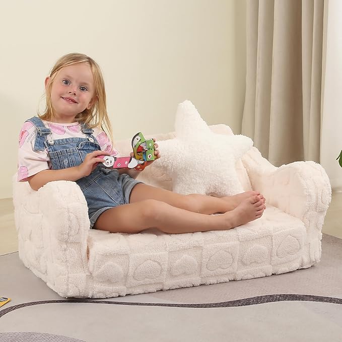 Extra Wider Seating Toddler Couch, 2-in-1 Toddler Soft Couch Fold Out - Image 6