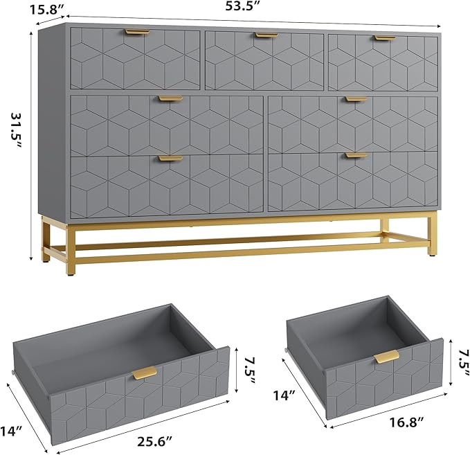 Dresser for Bedroom, 53.5" Wide Dresser Organizer, 7 Drawer - Image 2