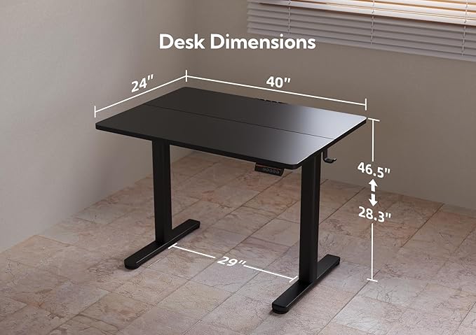 YDN Electric Standing Desk, 40x24 Inch Adjustable Height Stand up Desk - Image 3