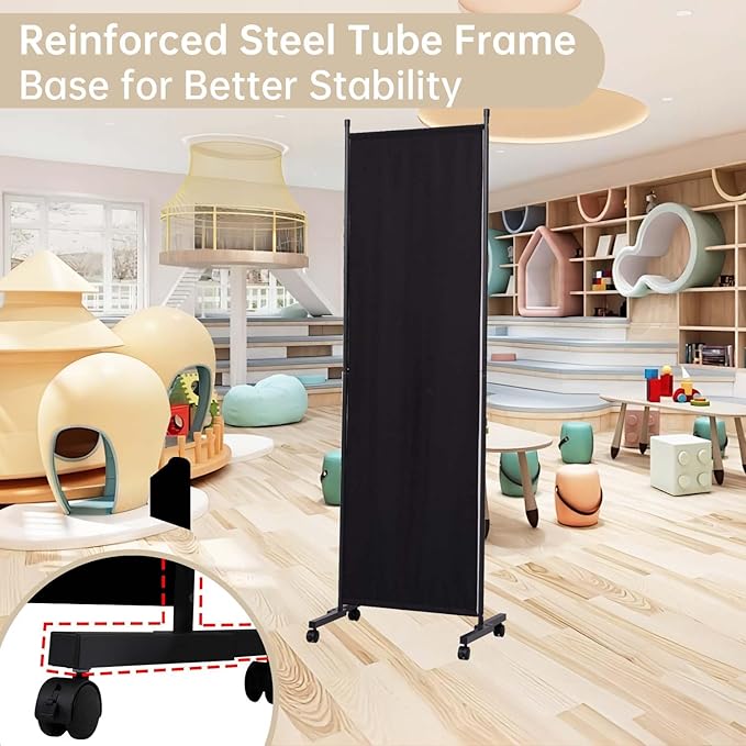 Room Divider 6 Panel Room Dividers/Wheels, Fabric Room Divider Panel - Image 4