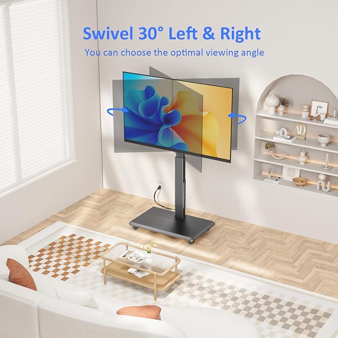 Rolling TV Stand with Power Outlet, Mobile TV Stand - Image 3