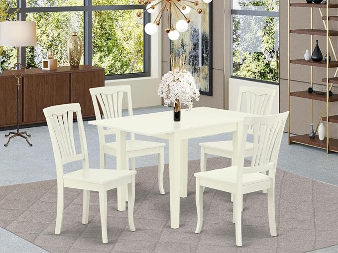 East West Furniture NDAV5-LWH-W 5 Piece Dining Room Table Set Includes a - Image 2