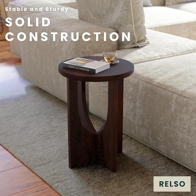 Relso Stupa Solid Wood End Table – 22" Tall Round Side Table - Image 6