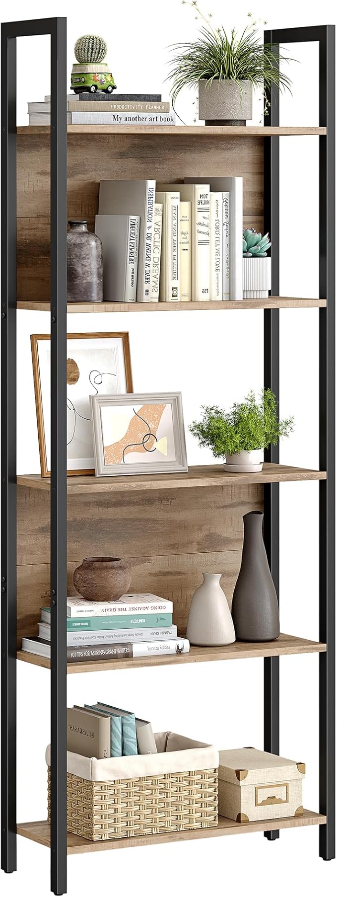 VASAGLE 5-Tier Bookshelf, Book Shelf, Industrial Bookcase, by VASAGLEbySONGMICSHOME