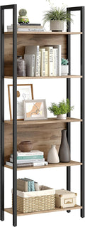 VASAGLE 5-Tier Bookshelf, Book Shelf, Industrial Bookcase, by VASAGLEbySONGMICSHOME
