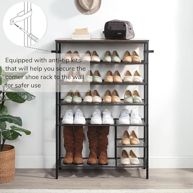 6 Tier Shoe Rack Organizer, Metal Mesh Shoe Storage Shelf, Storage Boots .for - Image 6