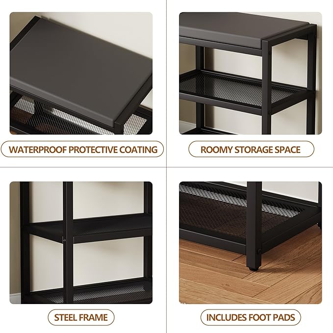 ZHOOGE Small Shoe Bench Shoe Rack Storage Bench Entryway Bench Shoe Shelf - Image 6