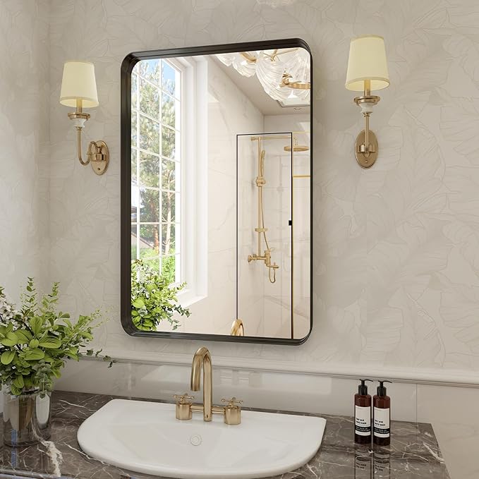 Bathroom Mirror 20x30 inch, Modern Round Corner Bathroom Vanity Mirror - Image 8