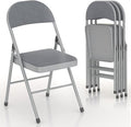 VECELO Padded Folding Chairs 4 Pack, Comfortable Cushioned Seat & Backrest by VECELO