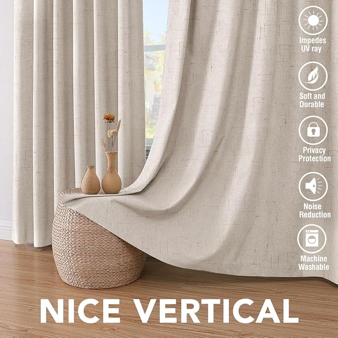 H.VERSAILTEX Linen Blackout Curtains 54 Inches Long 100% Blackout Thermal - Image 7